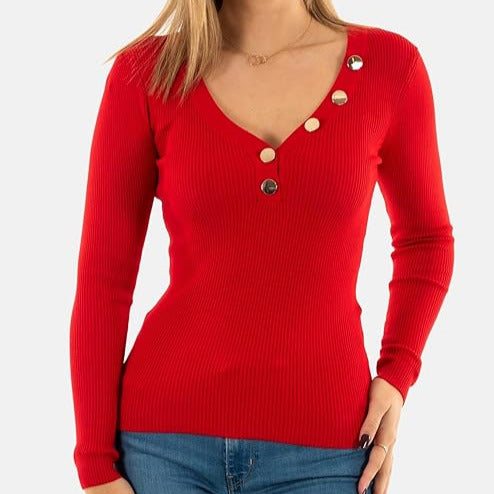 Pull élégant rouge Dame